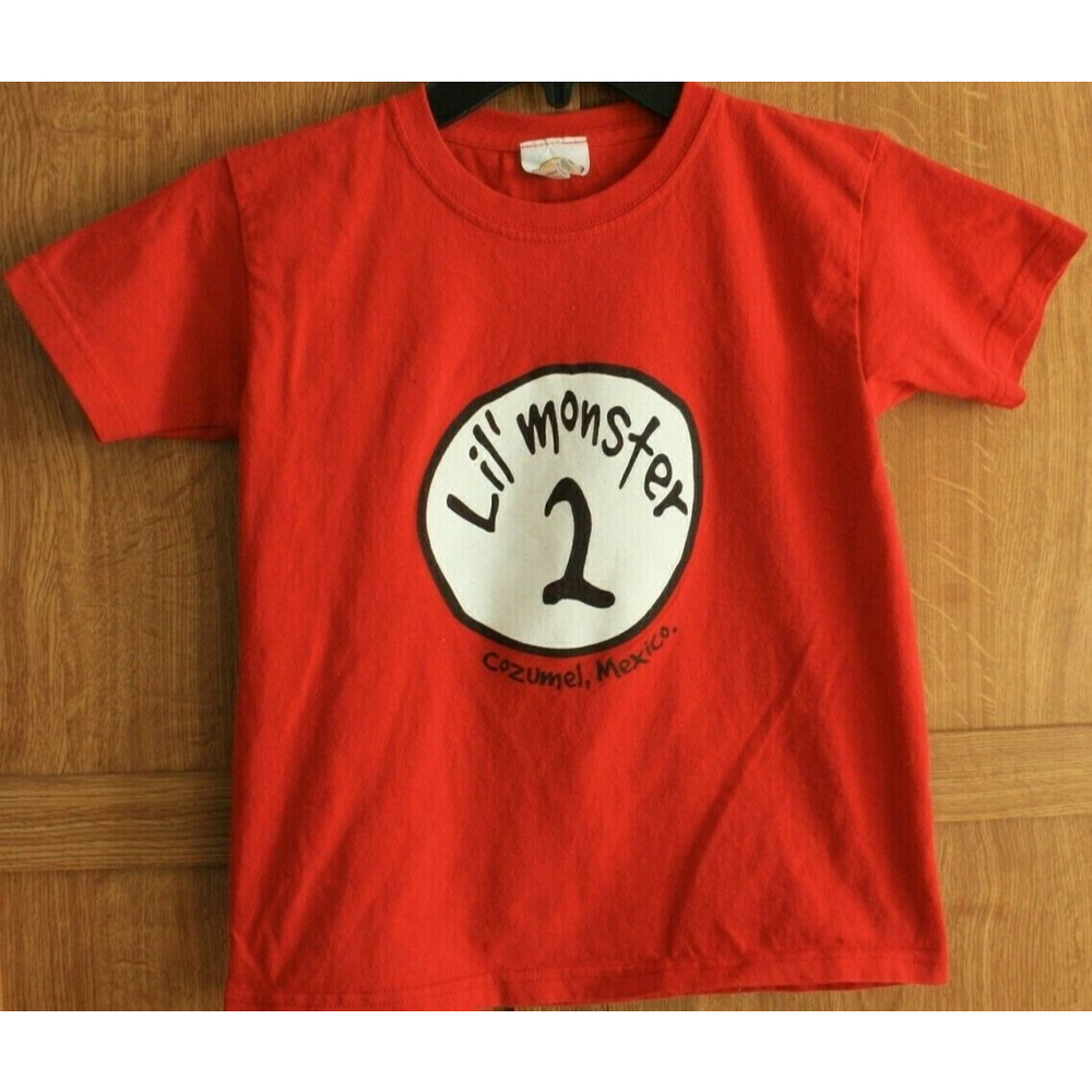 Cancun Reef Cozumel Kid's T-Shirt Short Sleeve Red 10/12 "Lil Monster 2" GUC